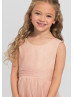 Pleated Tulle Tea Length Tiered Skirt Flower Girl Dress